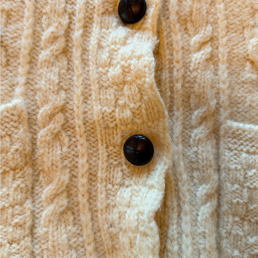 Aran Crafts Ireland 100% Wool Fisherman Cable Knit Cardigan Sweater L - Picture 4 of 10